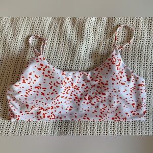 SHEIN White and Orange Polka Dot Bikini Top